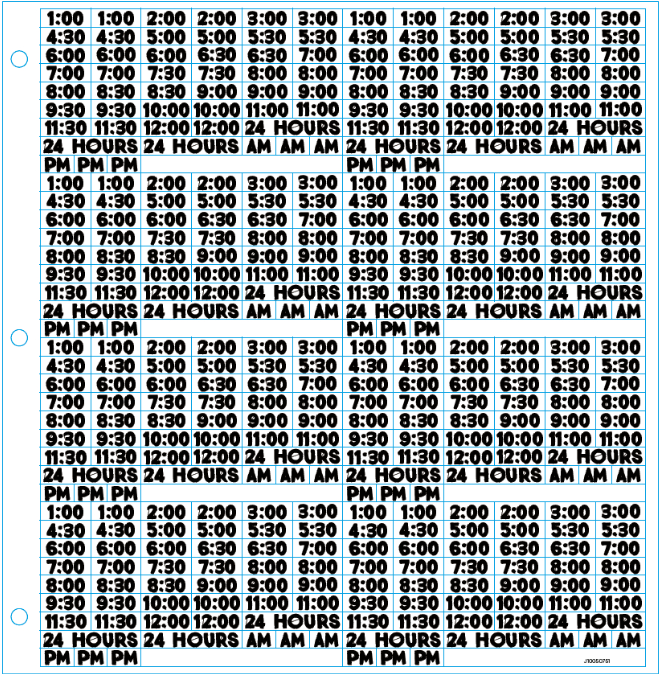Hours Snipe Sheet