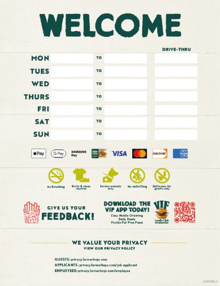Restaurant Hours - Drive-Thru Cling - Affiliate