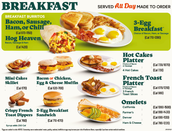 Breakfast Interior Menu Panel - Woodcrest