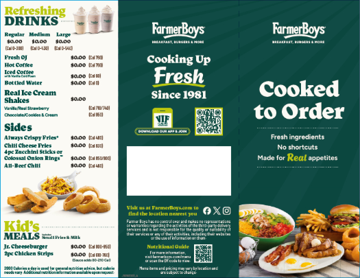 To-Go Menu Tri-fold - With Prices