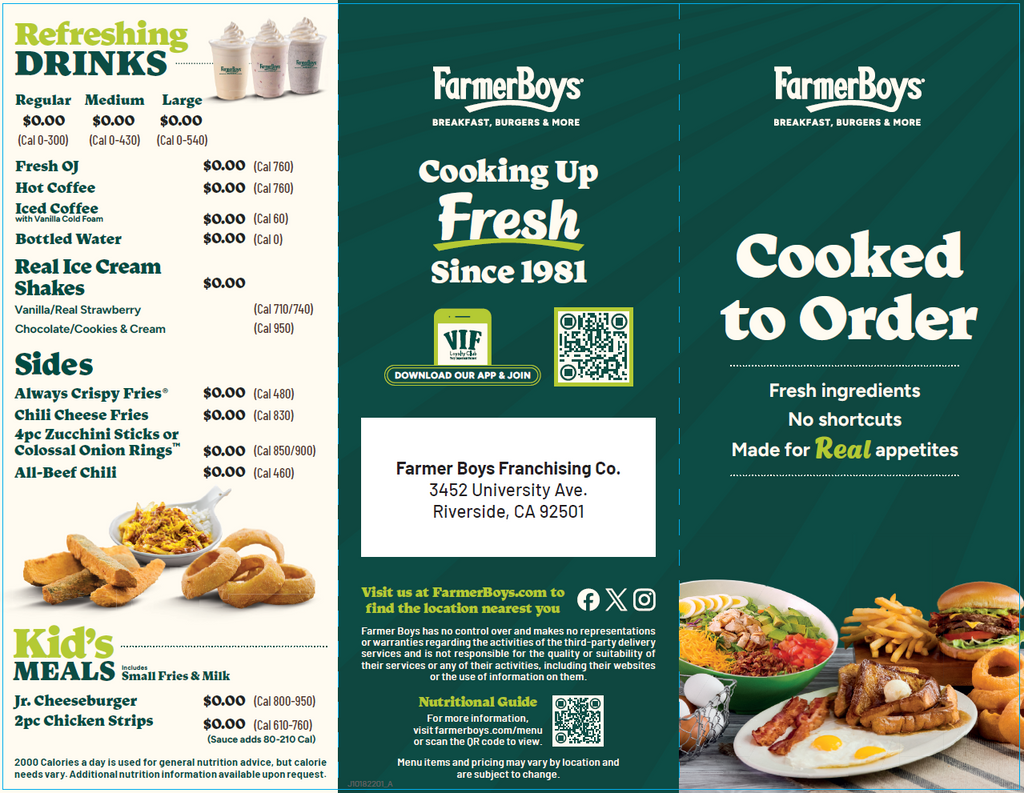 To-Go Menu Tri-fold - No Prices