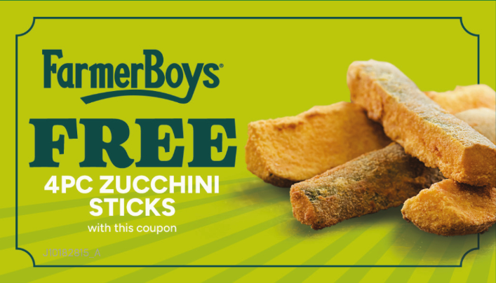 Prize Cards - Free 4pc Zucchini Sticks